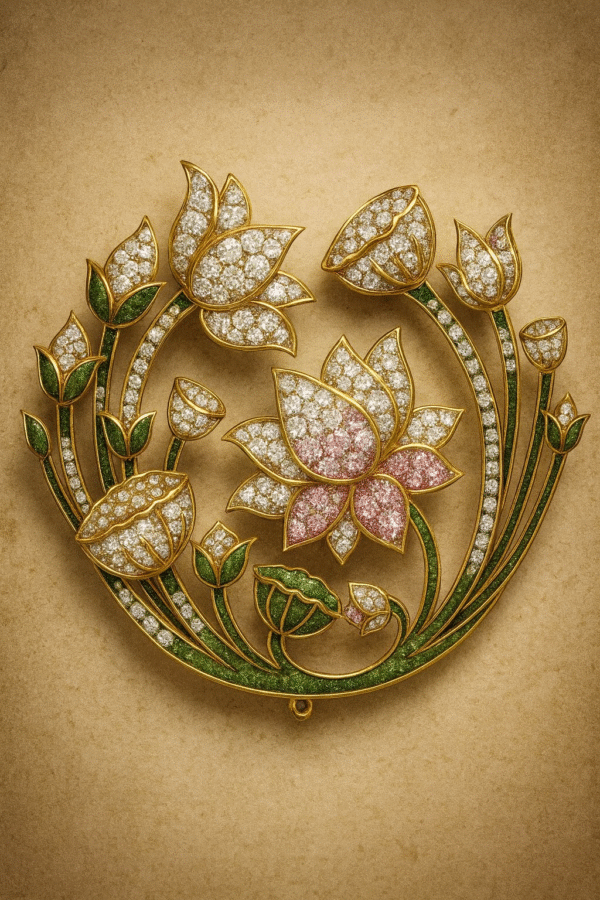 Lotus Royale Diamond Brooch