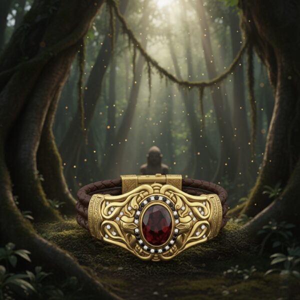 Imperial Ruby Leather Cuff Bracelet