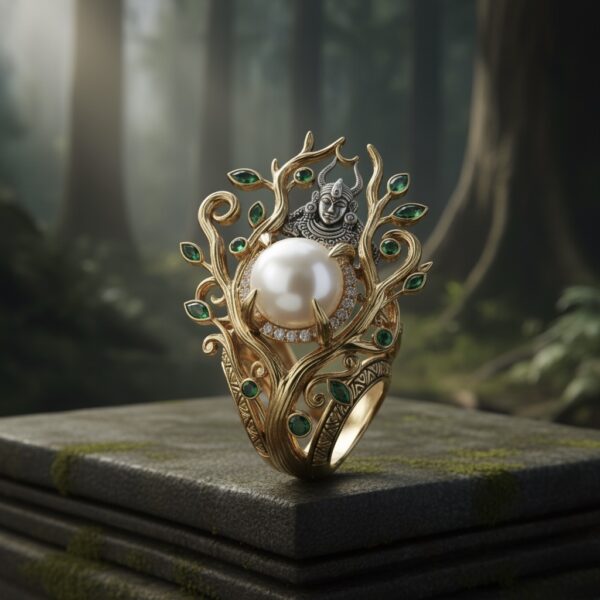 Divine Forest Pearl & Emerald Ring